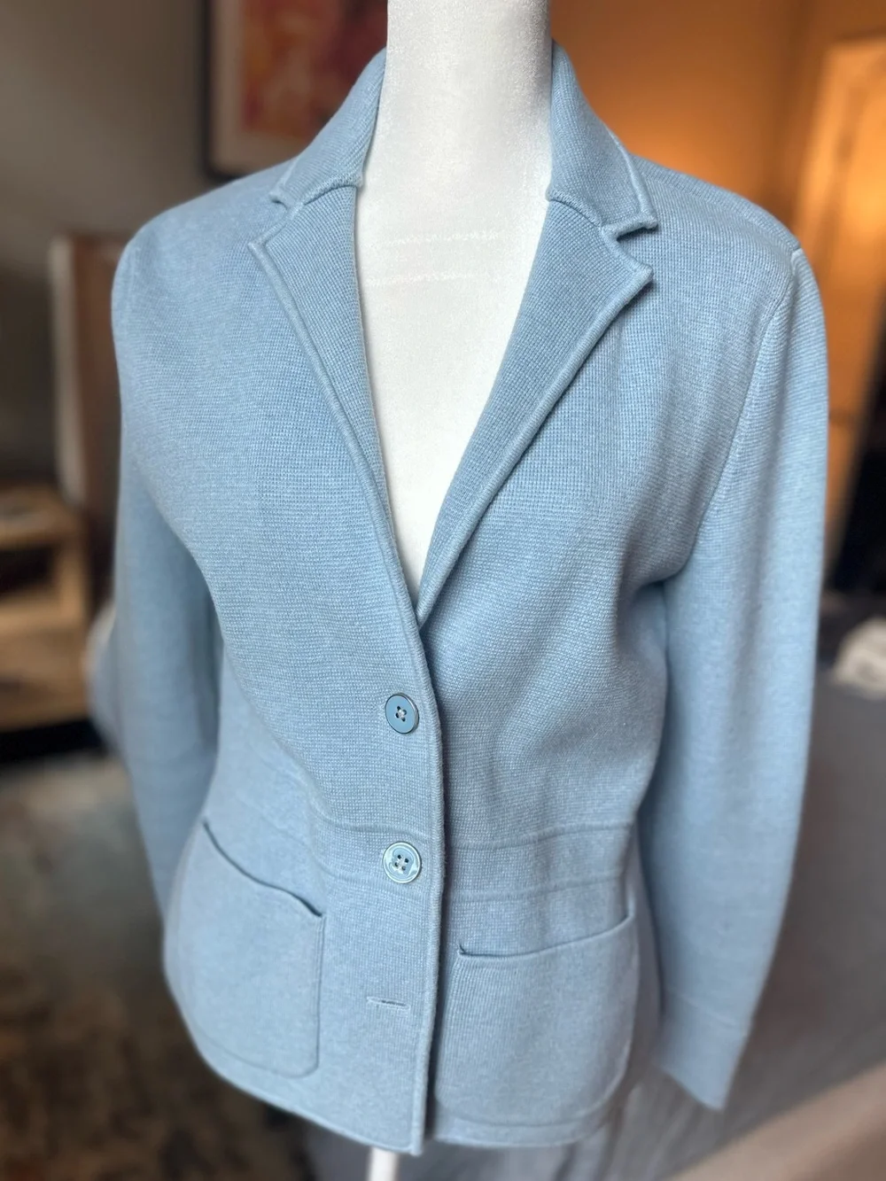 Talbots light Blue Knit Blazer Jacket - Women's Tailored Knit Coat